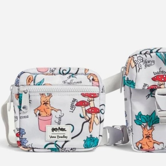 Vera Bradley Harry Potter Herbology Ditsy Mushroom Toadstool Plant Fanny Bag NWT - Picture 2 of 8